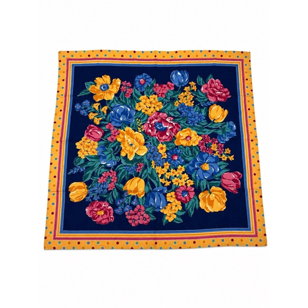 Unbranded Colorful Floral Square Scarf Accessory Polka Dot Overlay